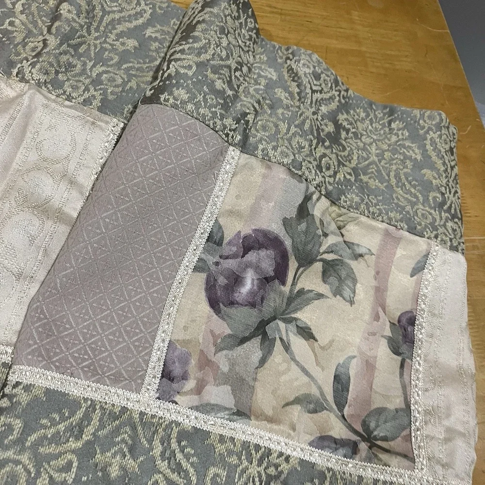 Croscill‎ CAITLIN Lined Valance Damask Floral Sage, Purple Patchwork 18x90